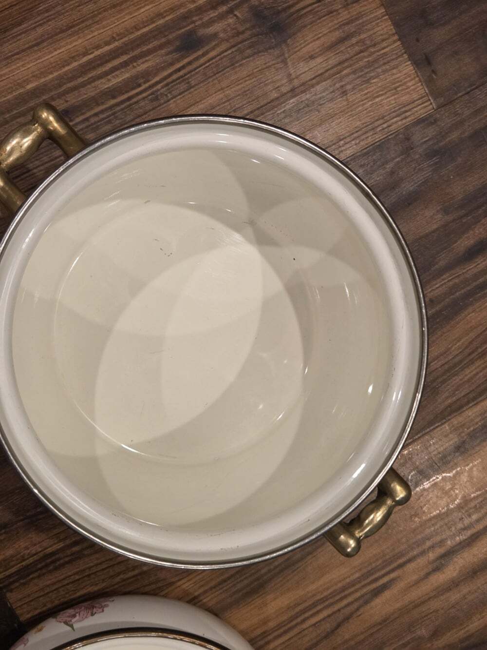 Vintage Normandy Pink Lily Enamelware Cookware Set Brass Floral 3Pc - Picture 10 of 12
